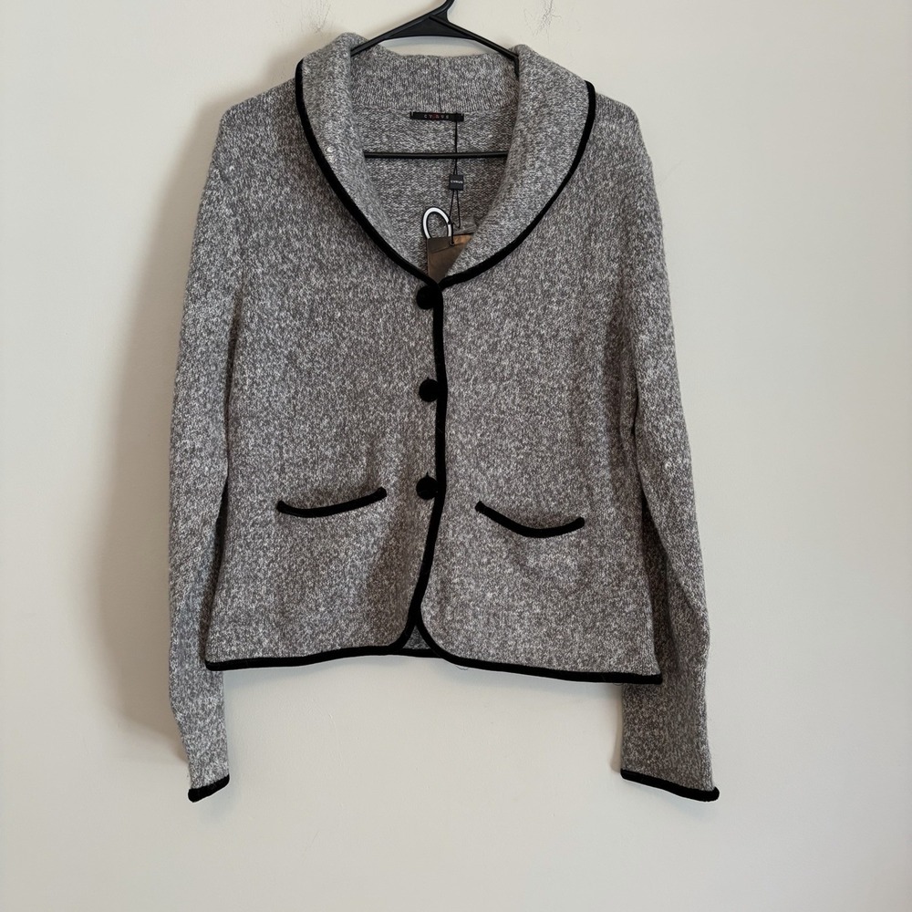 Cyrus Gray Black Medium Button Front Blazer Sweater Coat NWT Classy Old Money